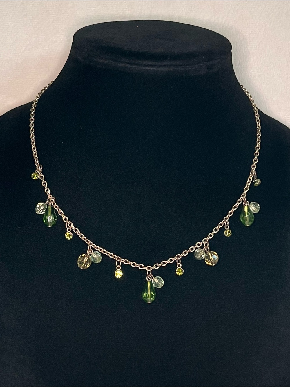 1928 Gold Tone Green Accent Necklace